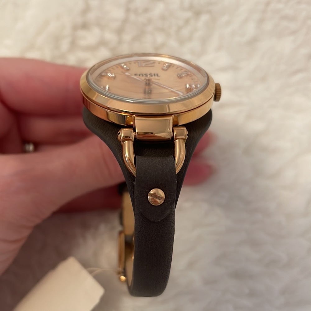 Fossil leather strap watch rose gold and gray NWT - Picture 4 of 6